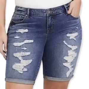 Torrid Ripped Repaired Denim Bermuda Shorts size 22
